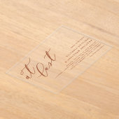 ついにテラコッタモダン書道結婚の アクリル招待状 (レイダウン)