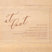 ついにテラコッタモダン書道結婚の アクリル招待状 (正面)