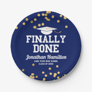 ついにネイビーブルー卒業式パーティーを終えた ペーパープレート