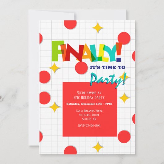 ついにパーティーの時間！ご招待状 招待状 (正面)