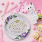 ついにパープルフローラ卒業パーティー ペーパープレート (パーティー)