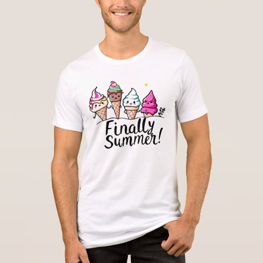 ついに夏かわいいアイスクリーム休暇 トライブレンドTシャツ (正面)
