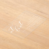 ついに白モダン書結婚の アクリル招待状 (レイダウン)