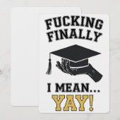 ついに私も、やったー！高校大学大学卒業 招待状 (正面/裏面)