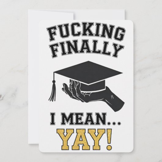 ついに私も、やったー！高校大学大学卒業 招待状 (正面)