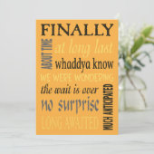 ついに結婚しました！ 結婚式後のユーモアたっぷりの招待状 招待状 (スタンド正面)