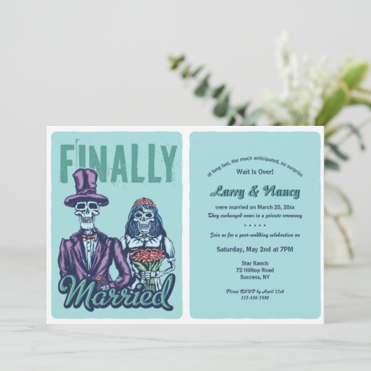 ついに結婚しました 結婚式後の披露宴招待状 招待状 (スタンド正面)