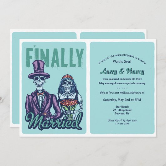 ついに結婚しました 結婚式後の披露宴招待状 招待状 (正面/裏面)