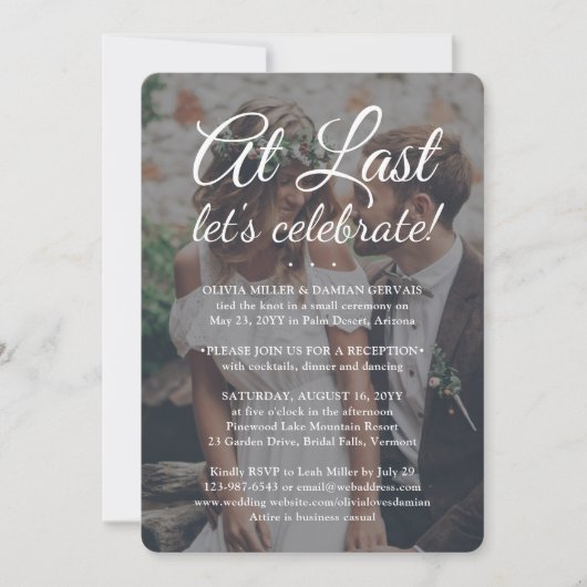 ついに結婚式 2 写真と白いテキスト 招待状 (正面)