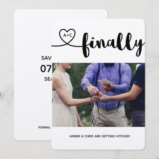 ついに結婚！ 日程を保存しよう 招待状 (正面/裏面)