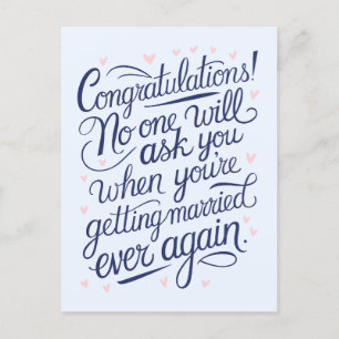 ついに結婚！面白いカップルの結婚式 ポストカード