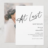 ついに編集可能なモダン ミニマル主義 Save the Date セーブザデート (正面/裏面)