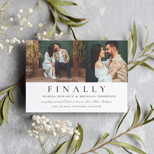 ついに2枚の写真 ブラック＆ホワイト ユニークな結婚式 セーブザデート