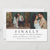 ついに2枚の写真 ブラック＆ホワイト ユニークな結婚式 セーブザデート (正面)