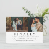ついに2枚の写真 ブラック＆ホワイト ユニークな結婚式 セーブザデート (スタンド正面)