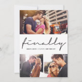 ついに スクリプト モダン 3-フォト ウェディング デザイン セーブザデート (正面)