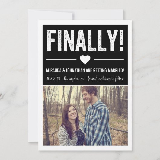 ついに - ブラックフォト セーブ・ザ・デート アナウンスメント (正面)