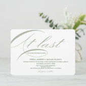 ついに モダンなカリグラフィー ミニマル セージグリーン 招待状 (スタンド正面)