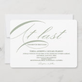 ついに モダンなカリグラフィー ミニマル セージグリーン 招待状 (正面)