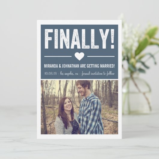 ついに - 海軍 フォト セーブ・ザ・デート アナウンスメント 招待状 (スタンド正面)