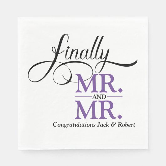 ついにMr.とMr.のウェディングレセプションカクテル スタンダードランチョンナプキン (正面)