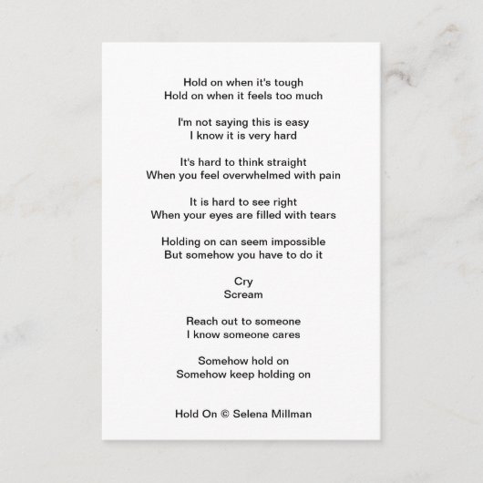 「つかまって」詩 エンクロージャーカード (正面)