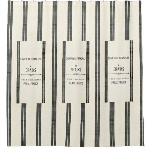 つぎはぎのフランスのな穀物袋シャワー・カーテン シャワーカーテン (正面)