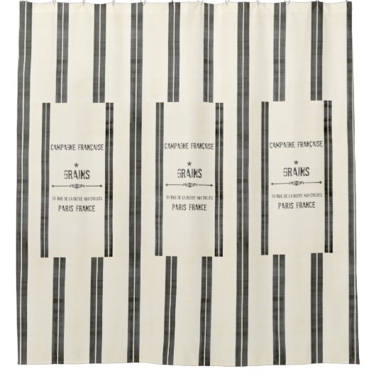 つぎはぎのフランスのな穀物袋シャワー・カーテン シャワーカーテン (正面)