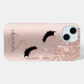 つけまつげ グリッター ローズゴールド 滴り落ちる Case-Mate iPhoneケース (裏面 (横))