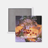 つけられたギフトの金ゴールドの弓クリスマスの休日の磁石 マグネット (正面/裏面)