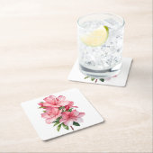 つつじの花の水彩画 スクエアペーパーコースター (インサイチュ)