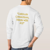 つながりを育み、喜びに満ちて咲き誇れ! Tシャツ (裏面)