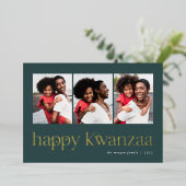 つながり | 3写真Kwanzaa 箔シーズンカード (立ち正面)