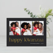 つながり | 3写真Kwanzaa 箔シーズンカード (立ち正面)