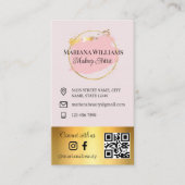 つながる，ソーシャルメディア， qrコードピンク金ゴールド 名刺 (正面)