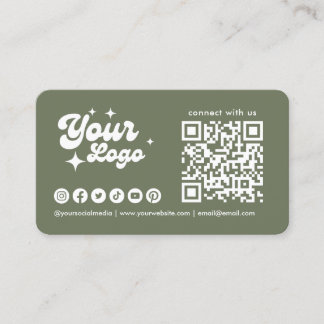 つながるQRコードロゴ sage green 名刺