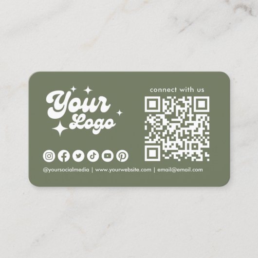 つながるQRコードロゴ sage green 名刺 (正面)