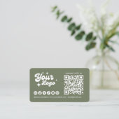 つながるQRコードロゴ sage green 名刺 (スタンド正面)