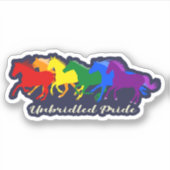 つばのないプライド- LGBTQ+レインボーギャロピングウマ シール (正面)