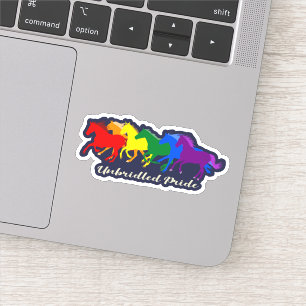 つばのないプライド- LGBTQ+レインボーギャロピングウマ シール