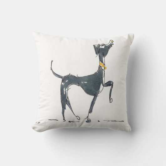 つばのアメリカ人のMojoの黄色い枕を持つ犬 クッション (正面)