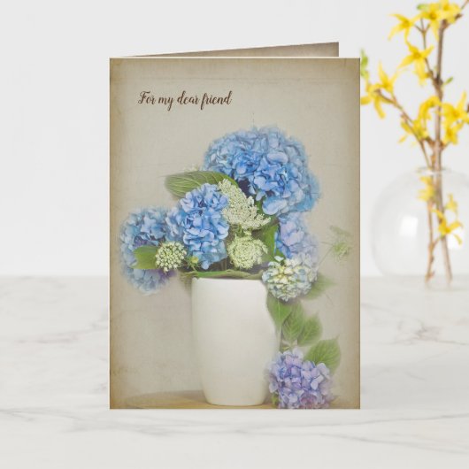 つぼのアジサイおよびアン女王のレースの花束 カード (黄色い花)