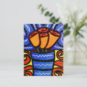 つぼのカラフルな芸術の郵便はがきの抽象的な花 ポストカード (スタンド正面)