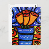 つぼのカラフルな芸術の郵便はがきの抽象的な花 ポストカード (正面/裏面)