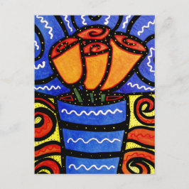 つぼのカラフルな芸術の郵便はがきの抽象的な花 ポストカード