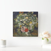 つぼの花のフィンセント・ファン・ゴッホ|の花束 スクエア壁時計 (ホーム)