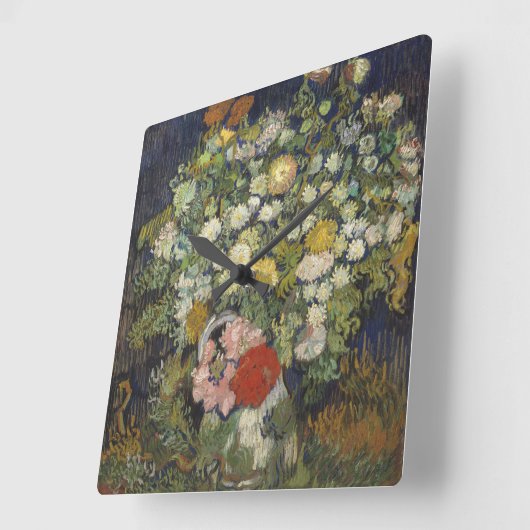 つぼの花のフィンセント・ファン・ゴッホ|の花束 スクエア壁時計 (傾斜)