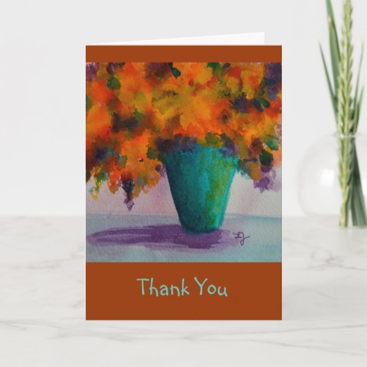 つぼの花を持つNotecardありがとう サンキューカード (正面)