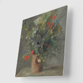 つぼの花、c.1866 スクエア壁時計 (傾斜)