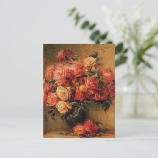 つぼの静物画のルノアールのバラ ポストカード (スタンド正面)